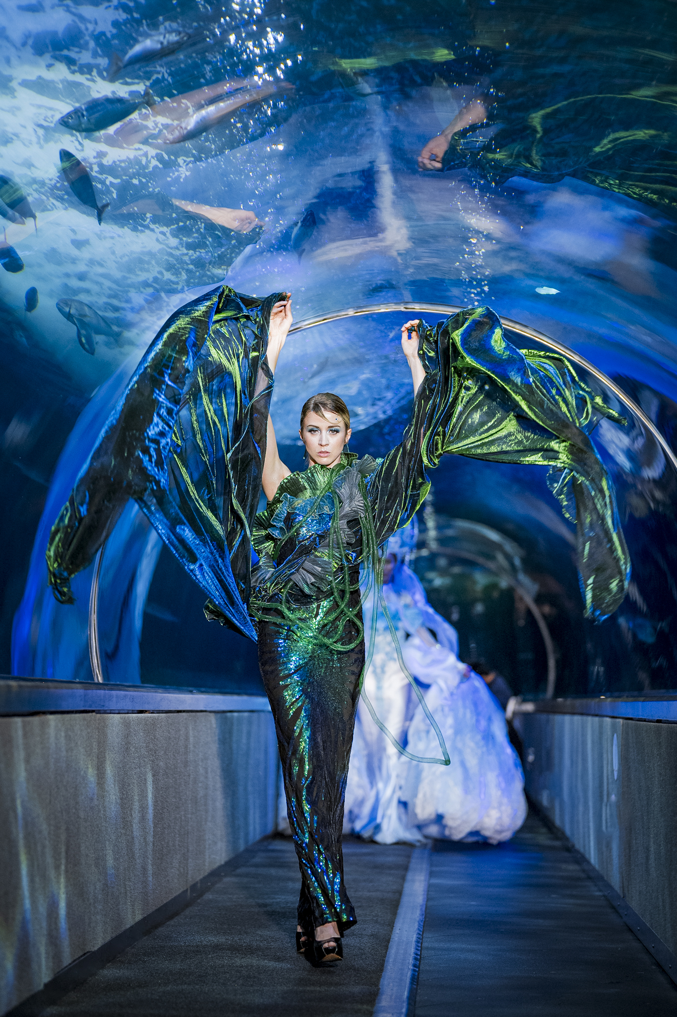 Joanna Jia Couture | "Water of Life" Collection | Aquarium of the Bay | Paul Tocatlian | Kisau Photography