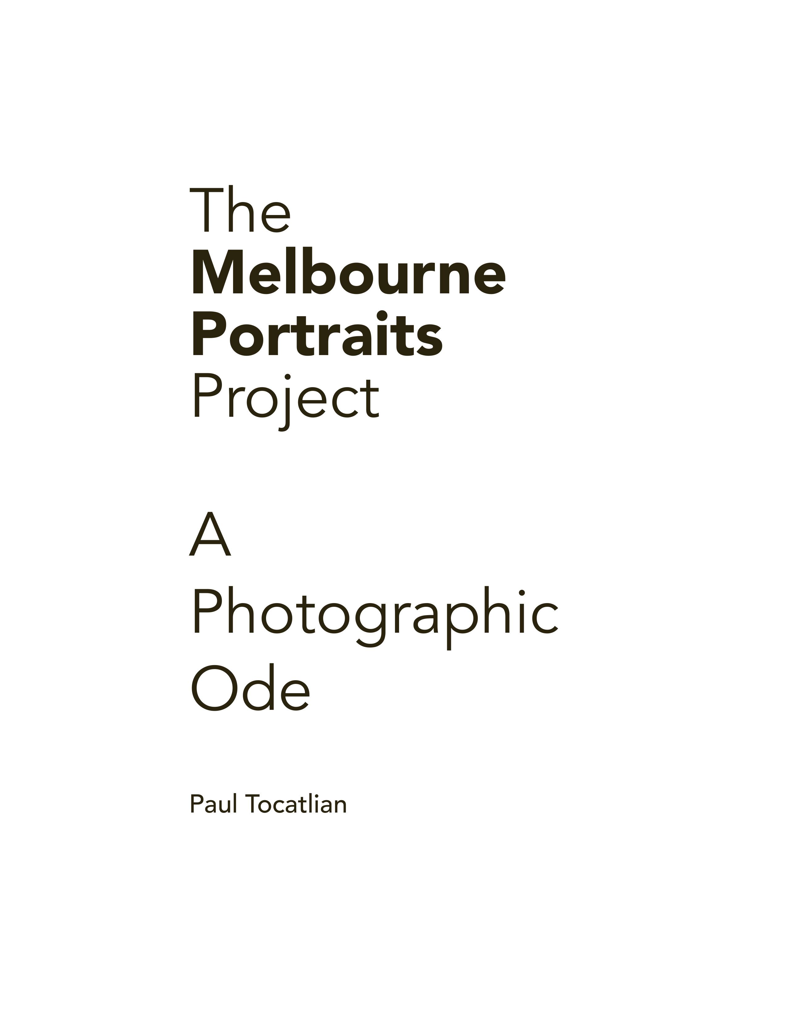 The Melbourne Portraits Project | A Photographic Ode