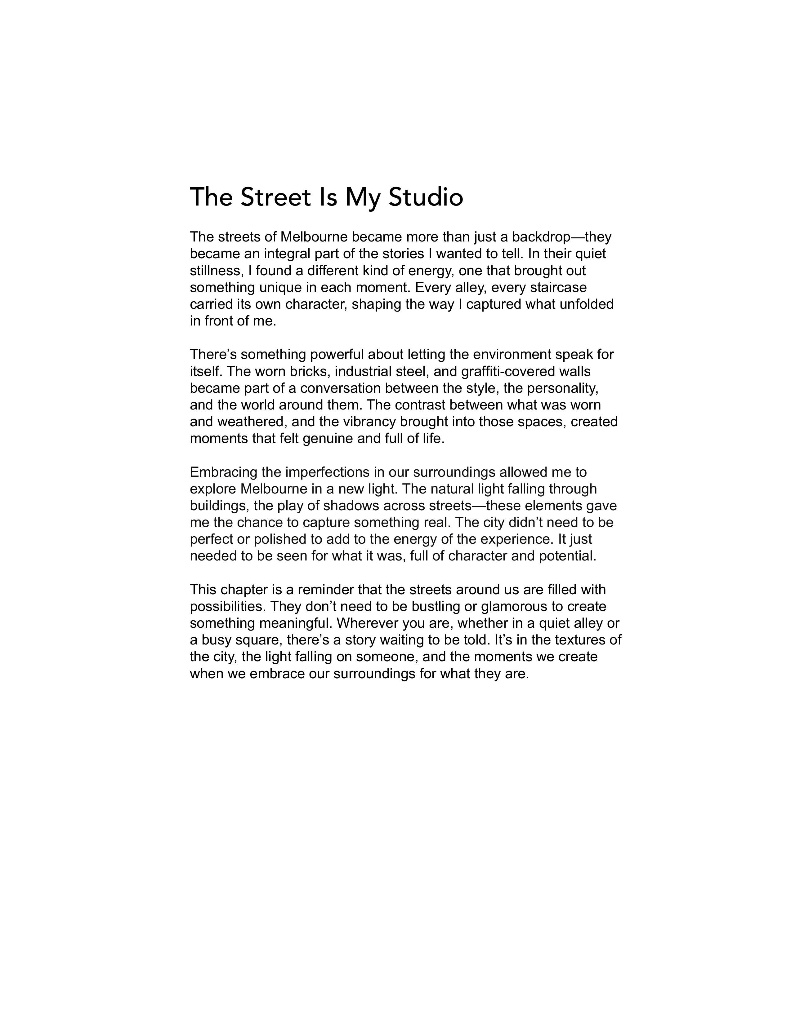 The Melbourne Portraits Project | Chapter 1 | The Street Is My Studio