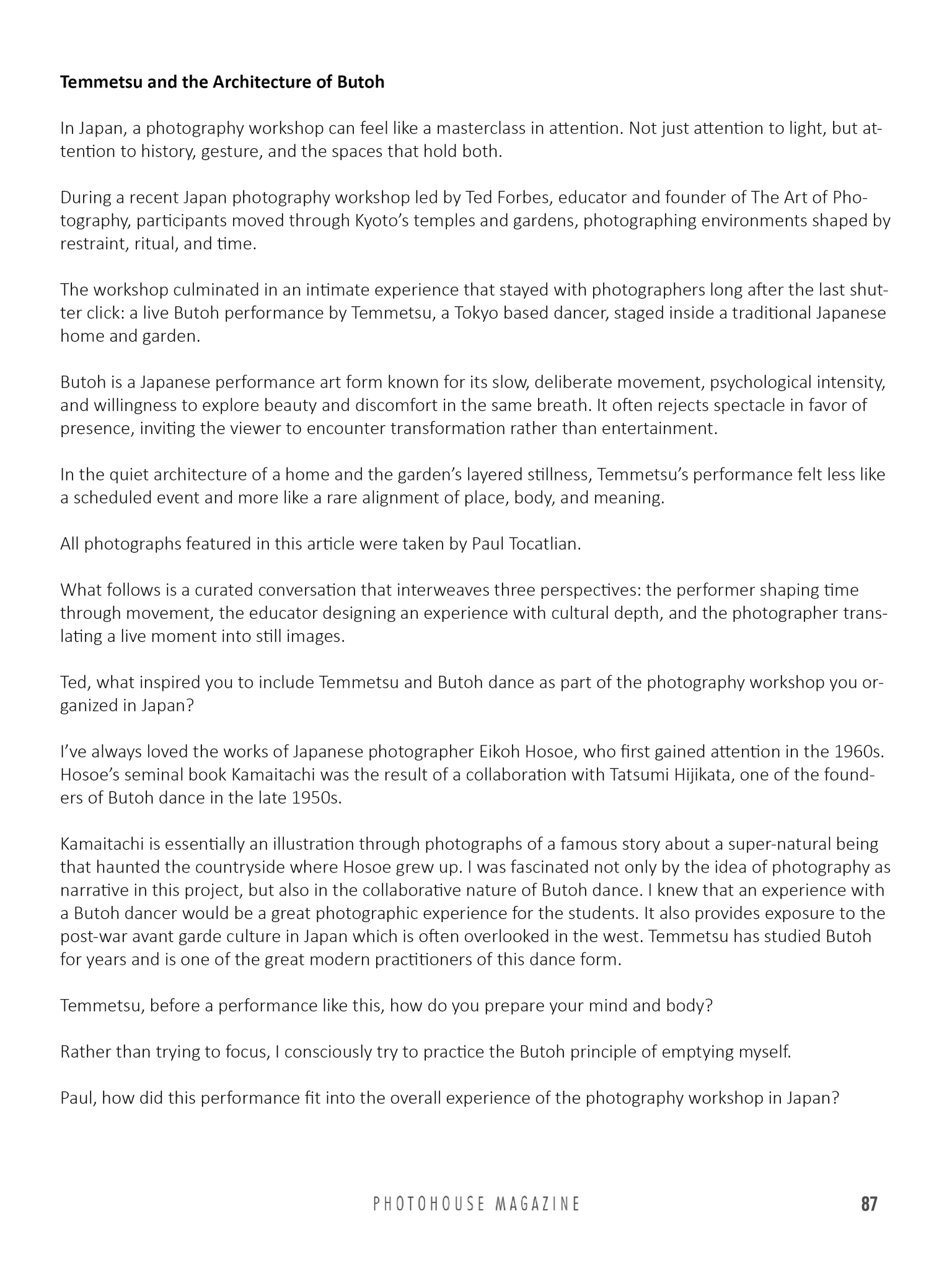 Temmetsu | Butoh Dancer | Japan | Ted Forbes